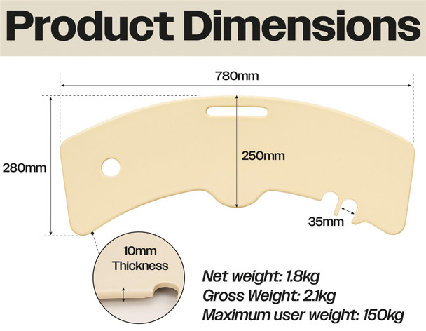 Curved Shaped Transfer Board Safe Lightweight Wheelchair Bed Car SWL 150kg