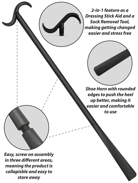 Extra Long Collapsible Shoe Horn Dressing Stick