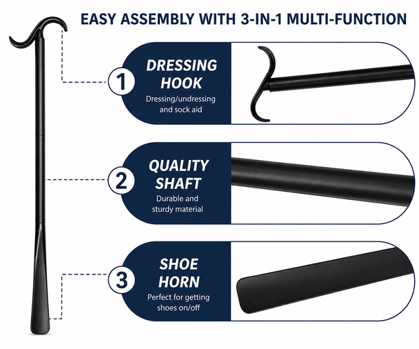 Extra Long Collapsible Shoe Horn Dressing Stick