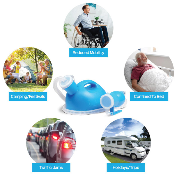 Male Urinal with 1.5 meter Funnel 2000ml Capacity Portable