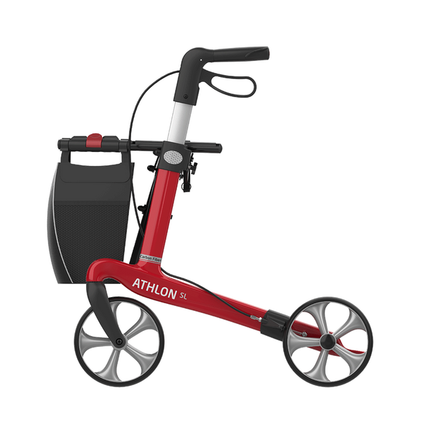 Red Medium 55cm ATHLON SL / SERVER CF Carbon Ultralight Rollator Walker TPE Wheels