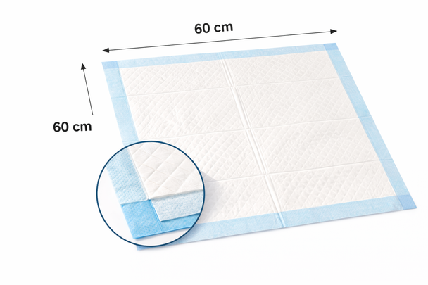 Disposable Incontinence Bed pads 60x60cm per 25 ABENA 6 ply Tissue Underpads
