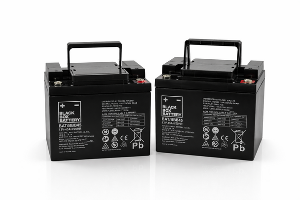 Mobility Scooter Batteries 1 Pair of 12V 45Ah Black Box AGM Batteries