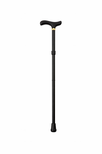 Black Folding Walking Stick Cane Height Adjustable Derby Handle With Clip