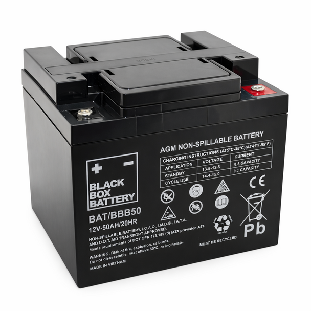 Mobility Scooter Batteries 1 Pair of 12V 50Ah Black Box AGM Batteries
