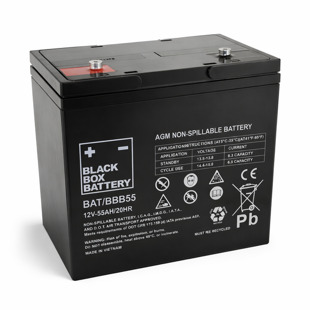 Mobility Scooter Batteries 1 Pair of 12V 55Ah Black Box AGM Batteries