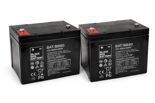 Mobility Scooter Batteries 1 Pair of 12V 80Ah Black Box AGM Batteries