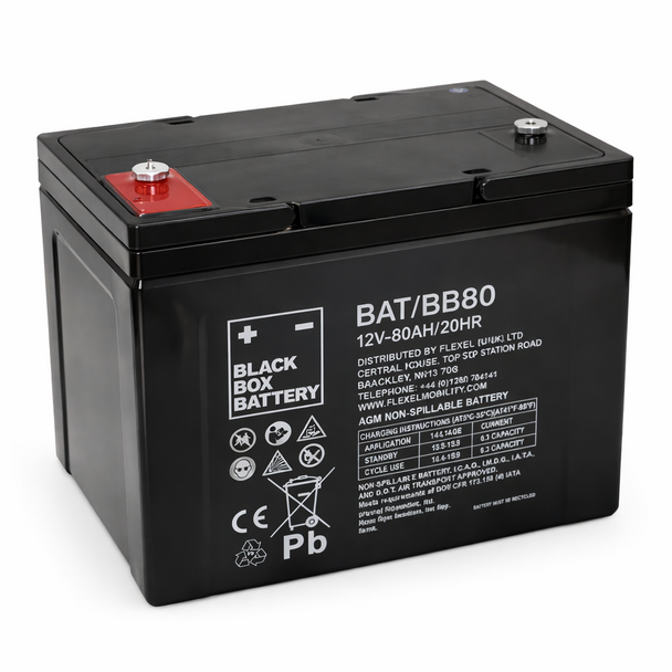Mobility Scooter Batteries 1 Pair of 12V 80Ah Black Box AGM Batteries