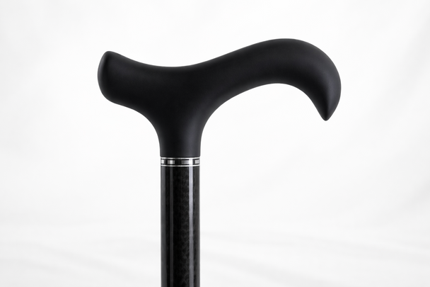 Carbon Fibre Folding Walking Stick Cane Height Adjustable in Black Diamond Derby Handle