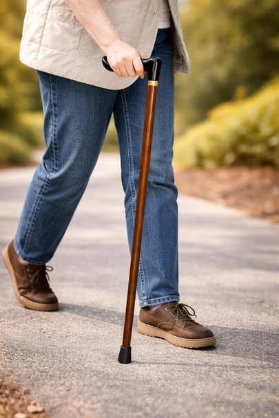 Ergonomic Handle Anatomic Right Hand Beech Wooden Shaft Walking Stick