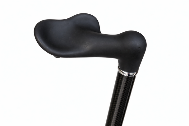 Carbon Fibre Ergonomic Handle Anatomic Right Hand Telescopic Black Walking Stick