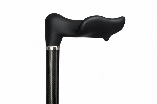 Carbon Fibre Ergonomic Handle Anatomic Right Hand Telescopic Black Walking Stick