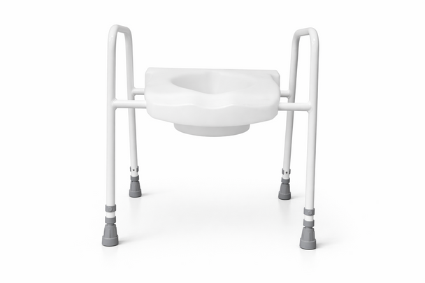 Raised Toilet Seat Aid Frame with Armrests and Clip on Seat up to 30st
