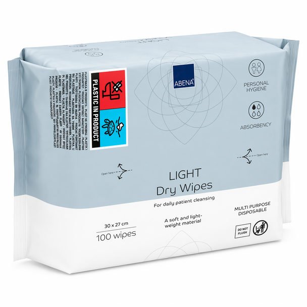 Abena Light Dry Wipes for Daily Patient Cleansing 30x27cm per 300 (3x100)