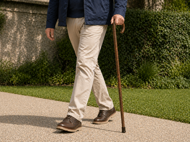 Chestnut Traditional Crook Walking Stick with Bark up to 40" (101.5cm) Customer Can Cut to Length