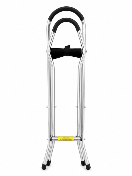 Black 34" Quattro Folding Seat Stick Mobility Aid with Four Feet
