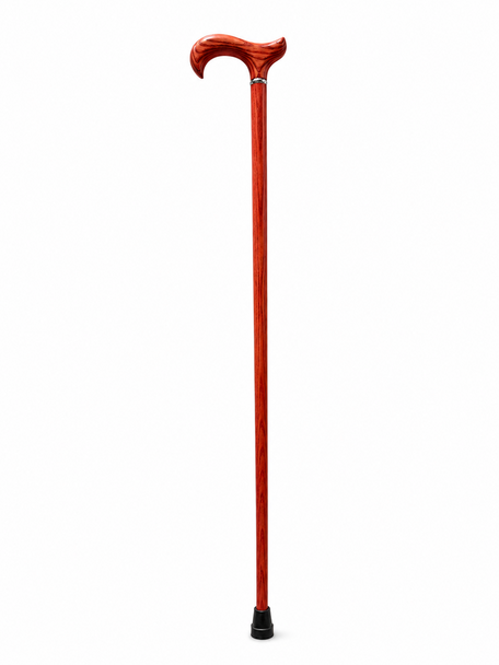Ash Wood Walking Stick Rose Red with a Derby Handle and Collar