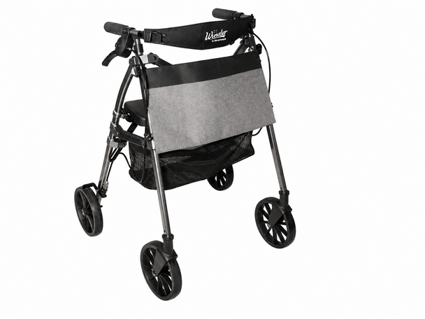 Wonder EZ Fold-N-Go Plus 8" Wheels Folding Portable Rollator Mobility Walker - Black Walnut