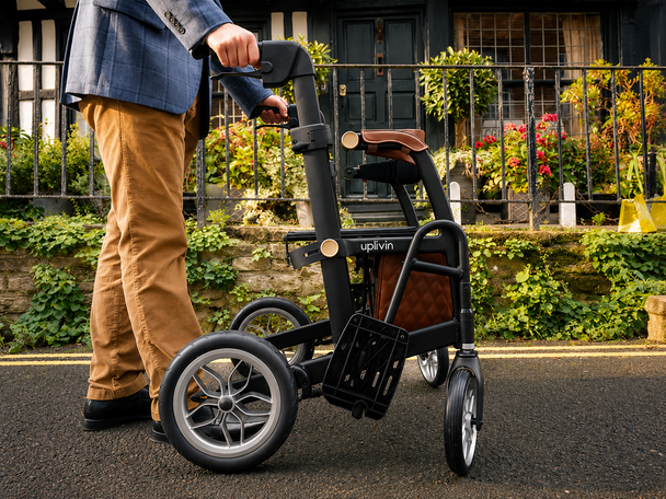 Uplivin Glide 2 in 1 Lightweight Folding Rollator & Wheelchair Moon Black