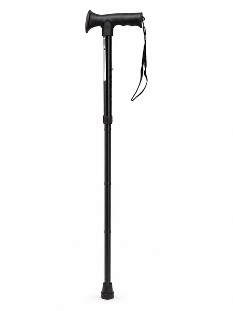Black Gel Handled Height Adjustable Folding Walking Stick