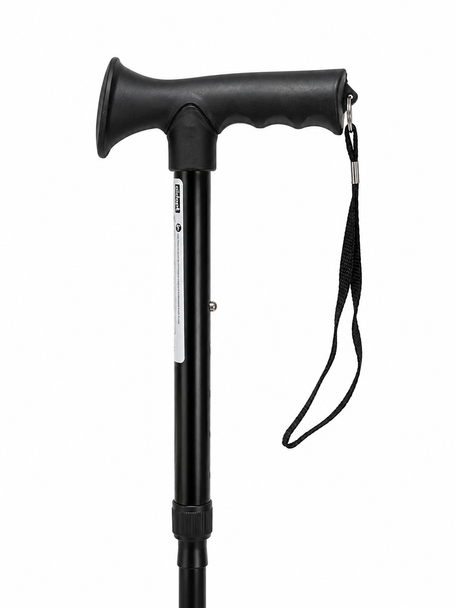 Black Gel Handled Height Adjustable Folding Walking Stick