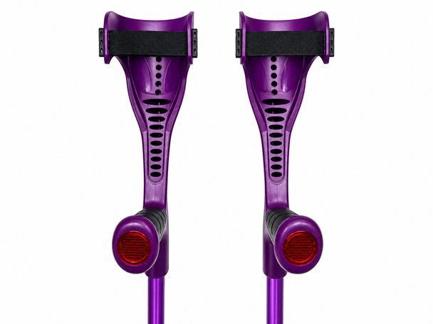 Pair of Purple Forearm Crutches Height Adjustable Lightweight with Strap