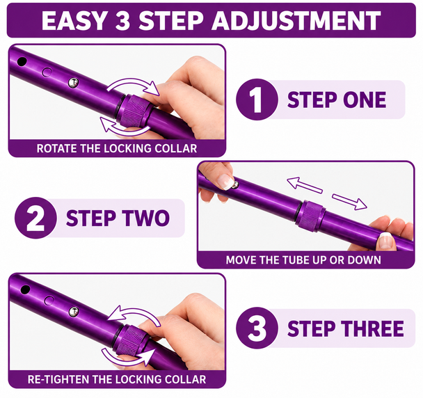 Single Purple Forearm Crutch Height Adjustable Lightweight with Strap Open Cuff