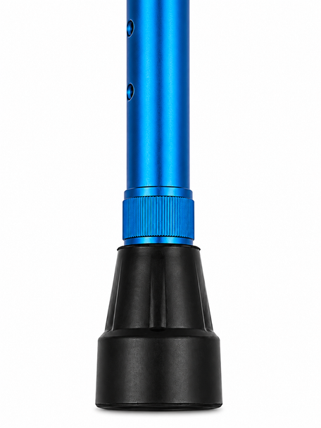 Single Blue Forearm Crutch Height Adjustable Lightweight with Strap Open Cuff
