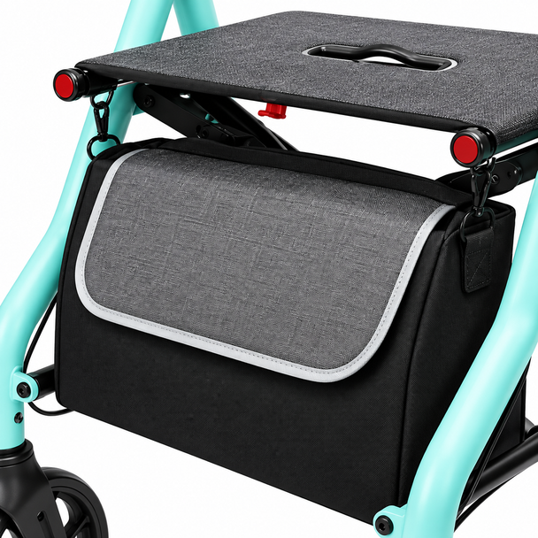 Starlite Lightweight Folding Rollator in Misty Teal with Seat, Backrest & Storage Bag