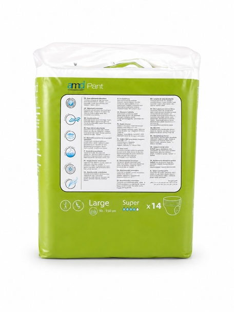 AMD Disposable Pull Up Pants Adult Diapers Large Super Nappies Per 14