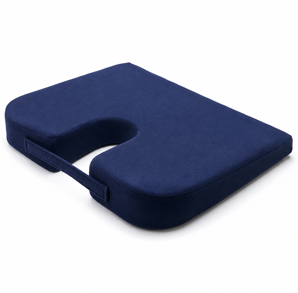 Drive Medical Foam Coccyx Cushion Comfort Aid With Blue Removable Cover