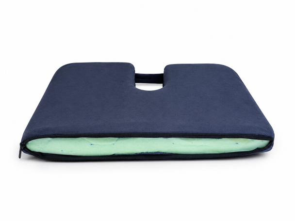 Drive Medical Foam Coccyx Cushion Comfort Aid With Blue Removable Cover