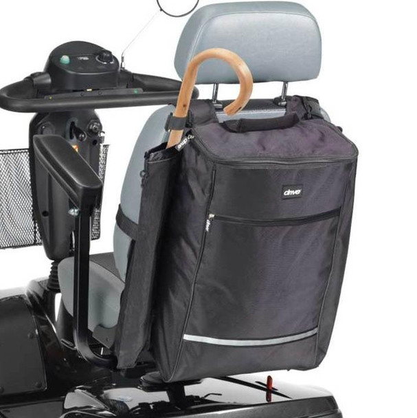 Mobility Scooter Bag Sack Holdall with Crutch Sleeve Holder Zipped Storage Compartment Reflective Strip 