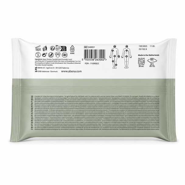 Abena Unscented Wet Wash Gloves Personal Care For Gentle Cleansing Per 8 Gloves 15x22cm