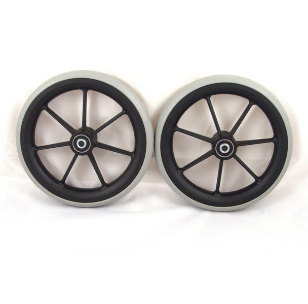 Pair of 8'' Front Castor Wheels with Solid Tyres to fit Most Standard Wheelchairs 