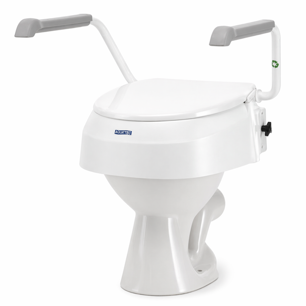 Invacare Aquatec 900 2" 4" or 6" Raised Toilet Seat with Arms and Lid