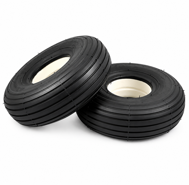 Set of Four Black Solid Innova 3.00-4 Mobility Scooter Tyres (2 Block 2 Rib Tread) (300x4) (260x85)