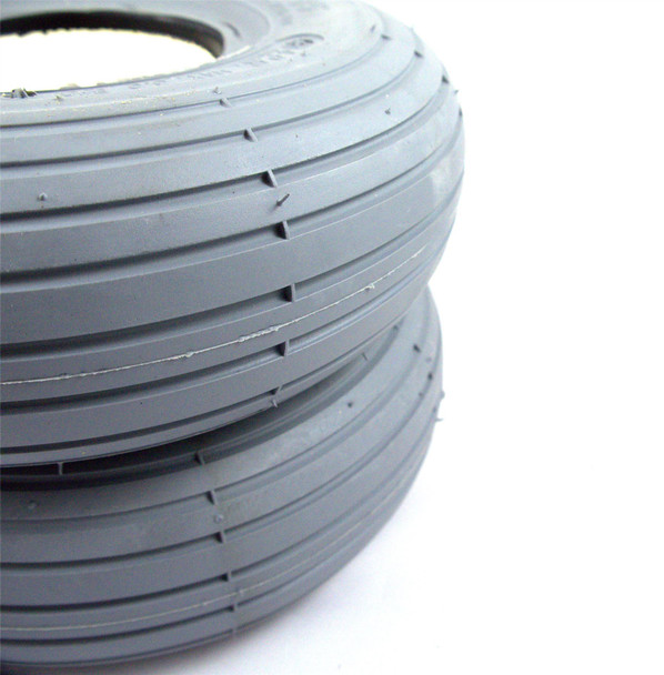 2 x  3.00-4 300x4 260x85 Grey Solid Rib Tread Infilled Puncture Proof Mobility Scooter Tyres by Innova