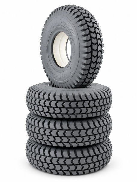 Grey Solid Mobility Scooter Tyre 260x85 3.00-4 300x4 Block Tread Set of 4