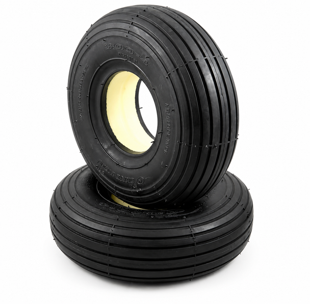 Pair of Solid Rib Tread 3.00-4 (260x85) (300x4) Black Mobility Scooter Tyres