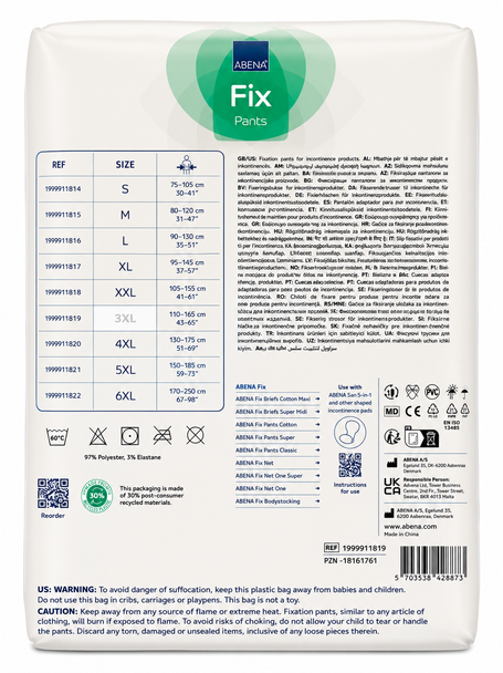 3 Pairs of 3XL Abri-Fix Pants Super Bariatric Hip Size 110-165cm For Fixing Incontinence Pads