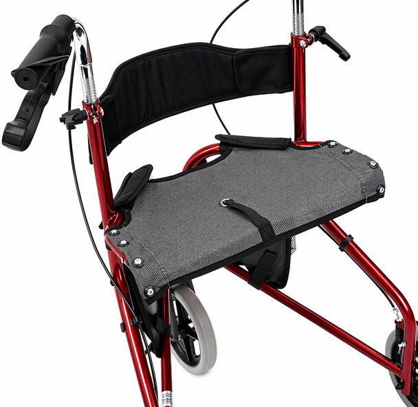 Drive Folding Red Tri Wheel Height Adjustable Handles Walker Rollator with Seat and Storage Pockets
