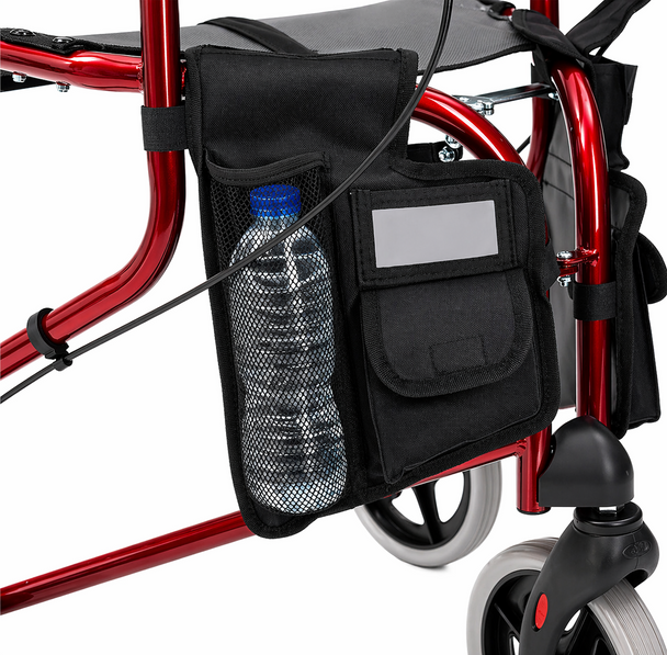 Drive Folding Red Tri Wheel Height Adjustable Handles Walker Rollator with Seat and Storage Pockets