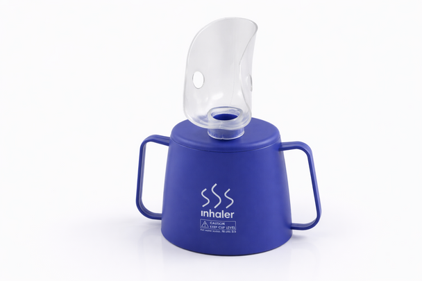 Portable Two Handled Steam Inhaler Inhalation Cup with Mask Section to clear Sinuses