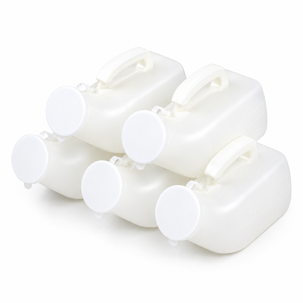 5 x Medisure Male Urine Bottle with White Lid and Measurements 1000ml Capacity