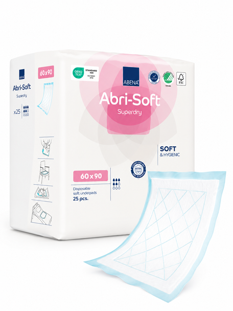Abri Soft Superdry Standard 60x90 Per 25 Incontinence Pads Disposable