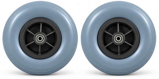 Pair of 200X50mm (8x2") Wheelchair Castor Wheels with PU Tyres (hub length 60mm)