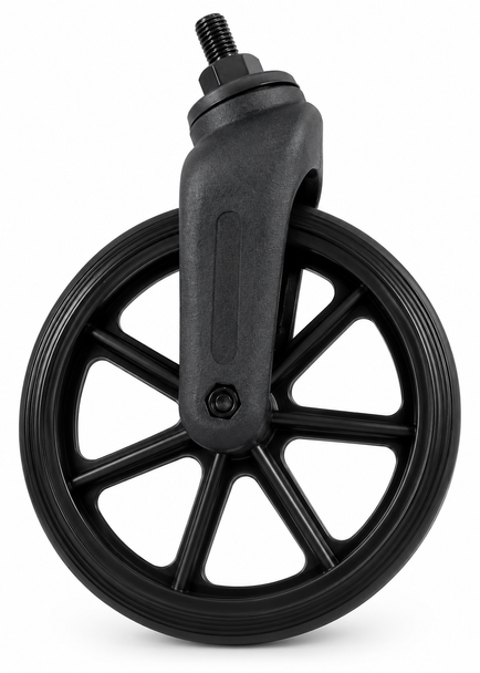 1 Pair of 190x27mm Black Castor Wheels with Fork for standard NHS Style Wheelchairs