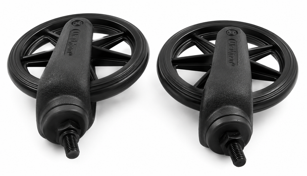 1 Pair of 190x27mm Black Castor Wheels with Fork for standard NHS Style Wheelchairs