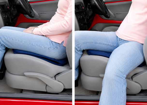 Large Soft Blue Swivel Cushion With Red Handybar Mobility Disability Turning Aid